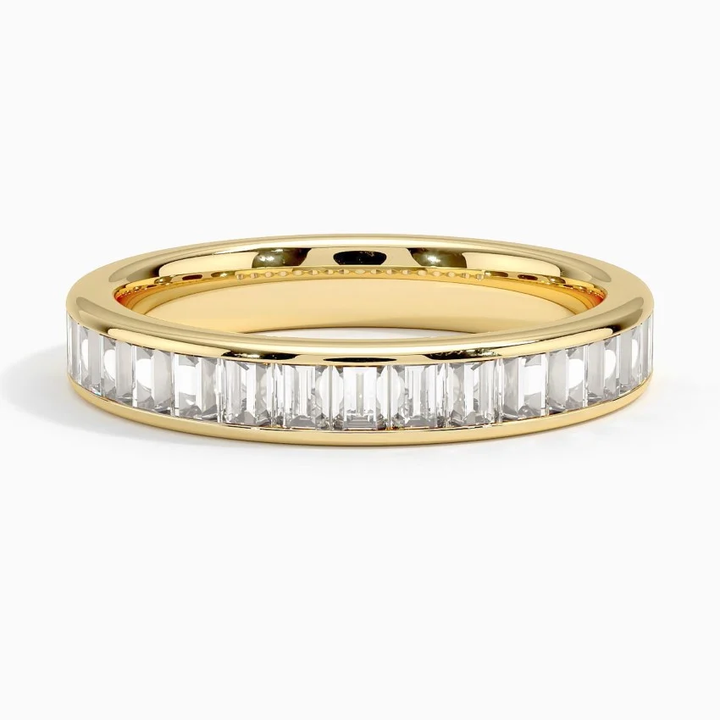 Baguette Diamond Eternity Band, Full Channel Set Wedding Ring, Minimalist Stackable Anniversary Ring