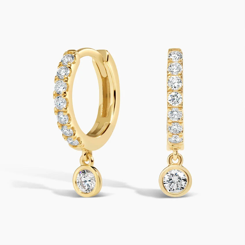 Minimalist Dangle Diamond Earrings, Everyday Luxury Hoops