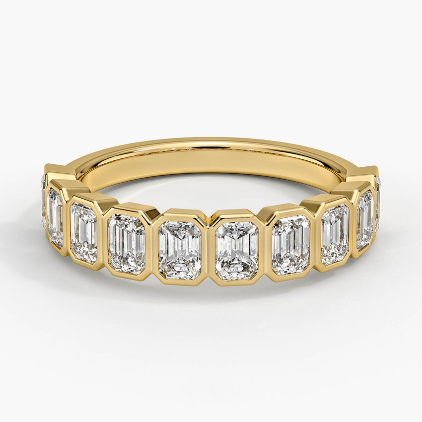 Emerald Cut Diamond Eternity Band, Bezel Set Wedding Ring, Full Eternity Band