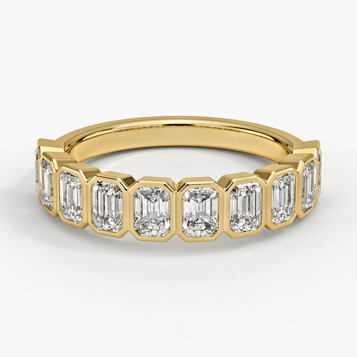 Emerald Cut Diamond Eternity Band, Bezel Set Wedding Ring, Full Eternity Band