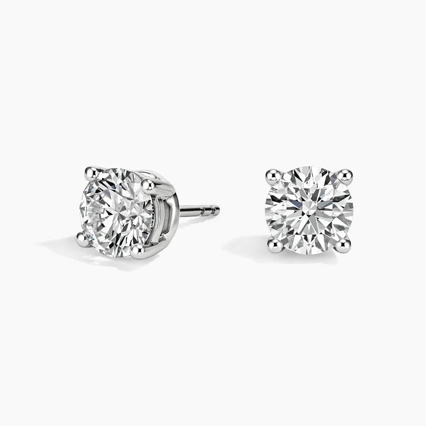 Classic Round Cut Diamond Stud Earrings, Minimalist Everyday Diamond Earrings