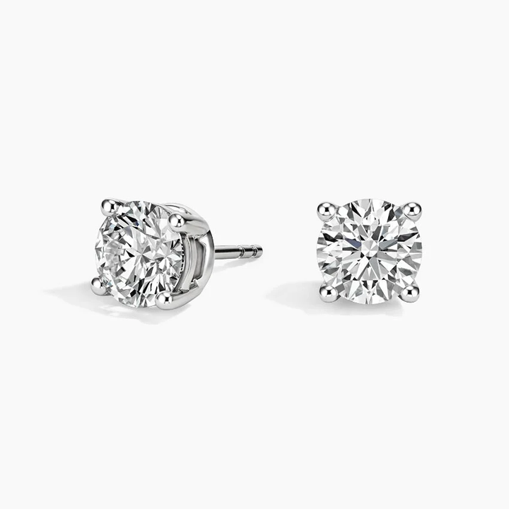Classic Round Cut Diamond Stud Earrings, Minimalist Everyday Diamond Earrings