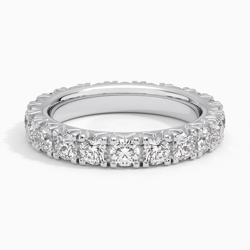 Round Cut Diamond Eternity Band Ring, Full Eternity Wedding Band, Solid Gold Stackable Ring