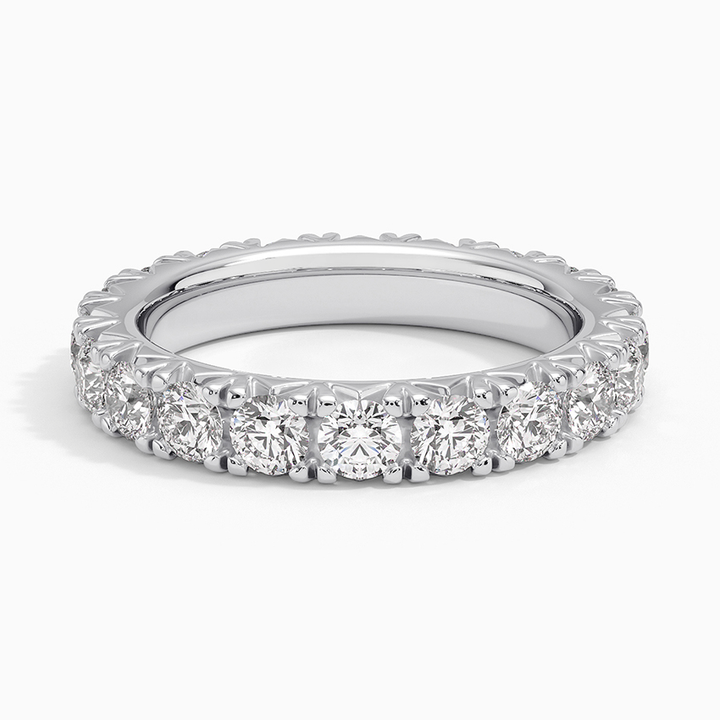 Round Cut Diamond Eternity Band Ring, Full Eternity Wedding Band, Solid Gold Stackable Ring