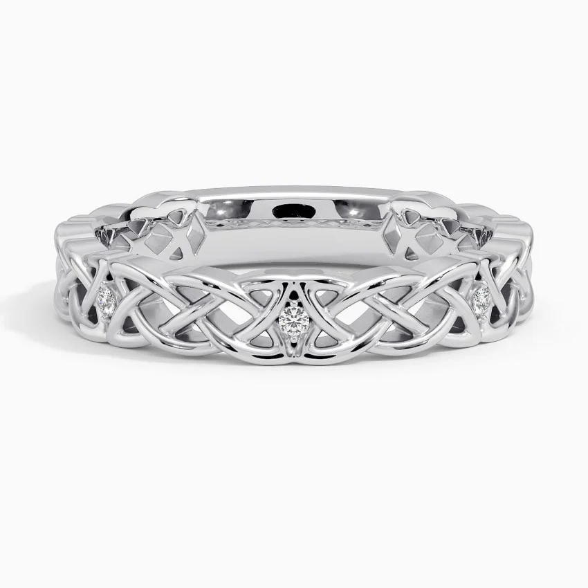 Celtic Knot Diamond Ring, Vintage Infinity Band, Solid Gold Wedding Band