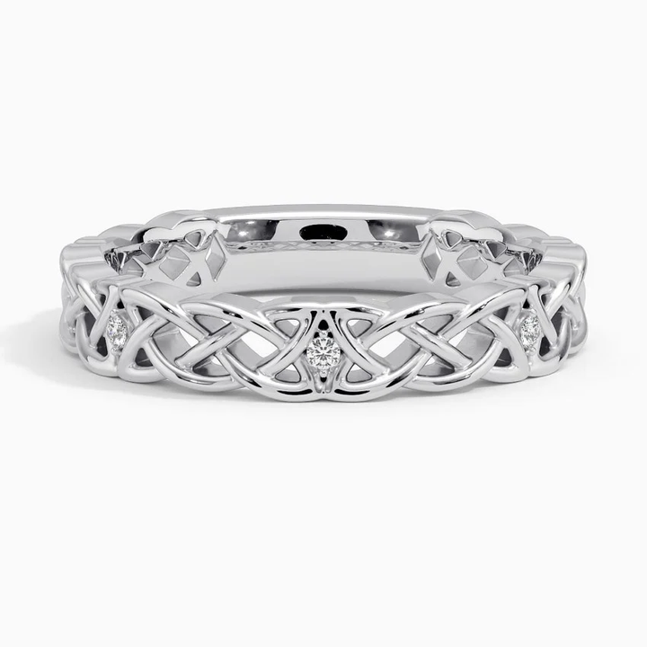 Celtic Knot Diamond Ring, Vintage Infinity Band, Solid Gold Wedding Band