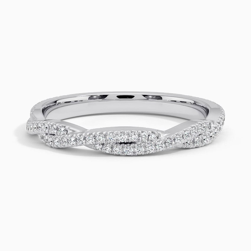 Twisted Diamond Band Ring, Pavé Diamond Infinity Ring, Minimalist Wedding Band