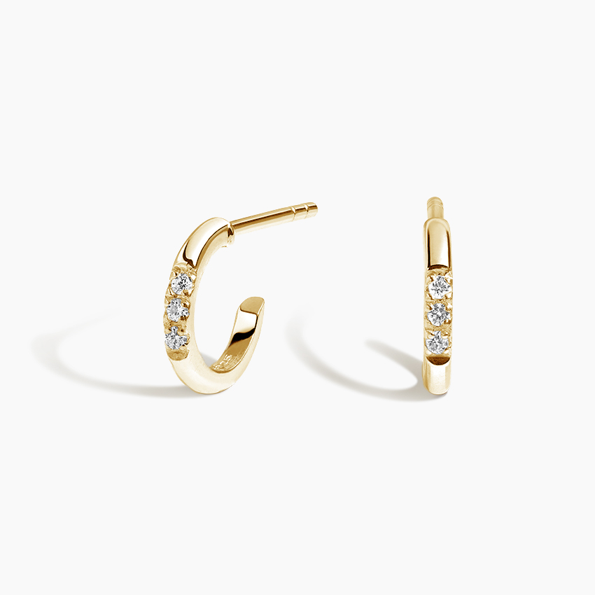 Diamond Huggie Hoop Earrings, Minimalist Diamond Hoops, Everyday Fine Jewelry