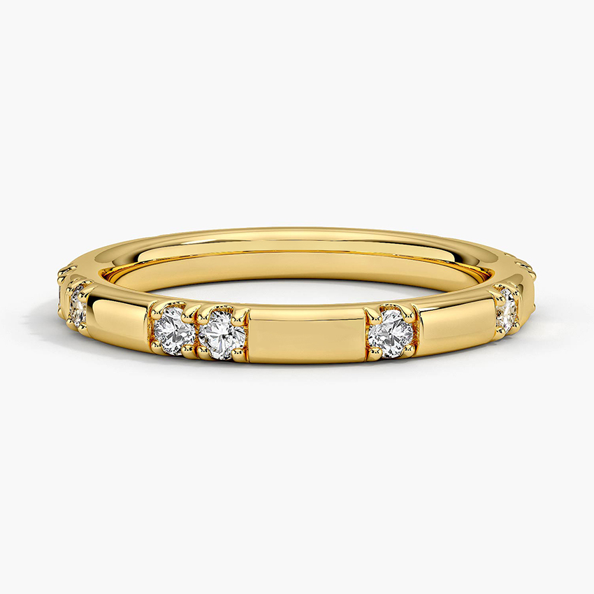 Minimalist Diamond Wedding Band Ring, Slim Gold Diamond Ring, Half Eternity Band