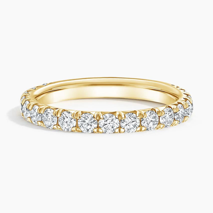 Round Cut Diamond Eternity Band, Half Eternity Wedding Ring, Anniversary Gift for Her