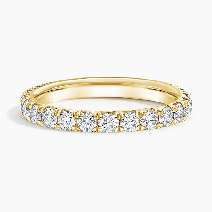 Round Cut Diamond Eternity Band, Half Eternity Wedding Ring, Anniversary Gift for Her