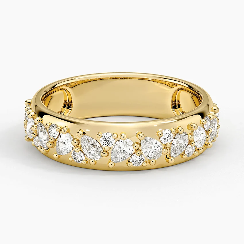 Pear Shape Diamond Wedding Band, Half Eternity Diamond Ring, Gold Anniversary Band