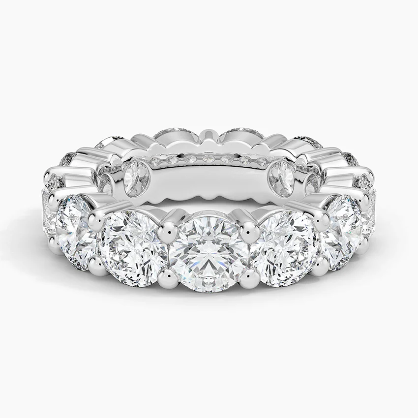Round Cut Diamond Eternity Band, Full Eternity Wedding Ring, Solid Gold Stackable Ring