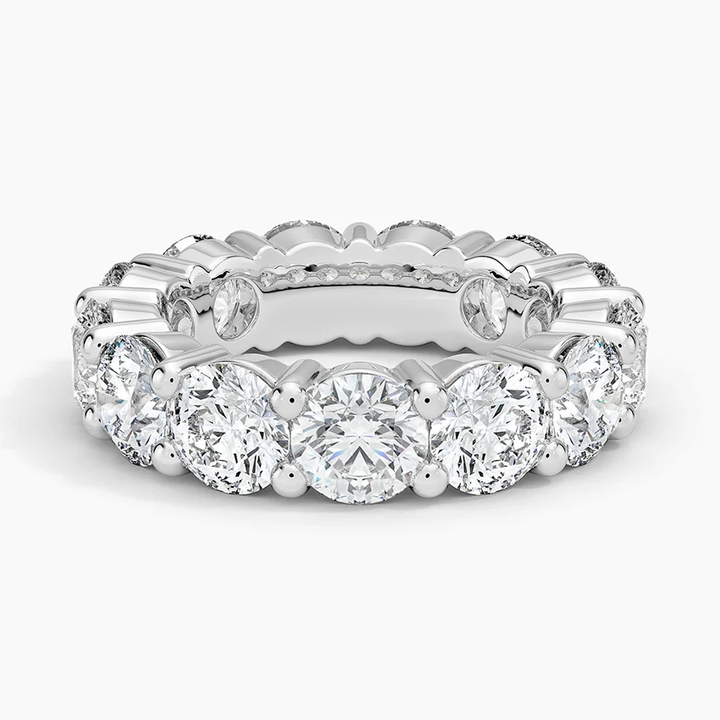 Round Cut Diamond Eternity Band, Full Eternity Wedding Ring, Solid Gold Stackable Ring