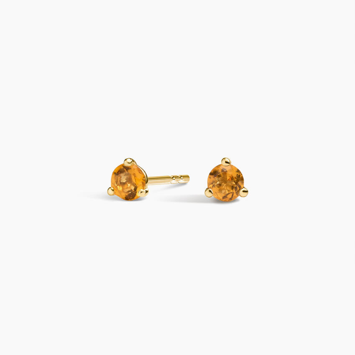 Orange Sapphire Stud Earrings, Minimalist Gemstone Studs, Tiny Everyday Earrings
