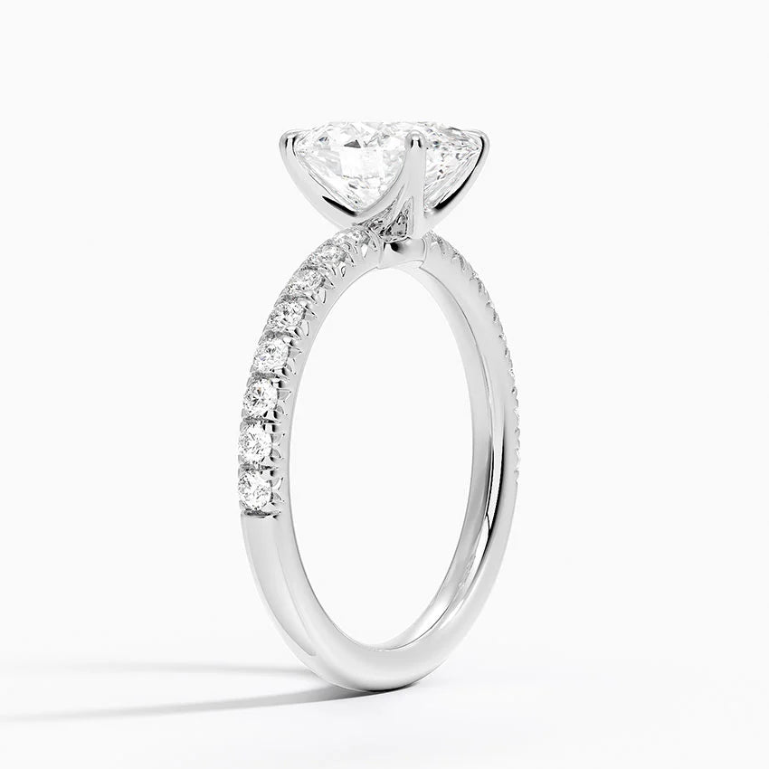 Oval Cut Moissanite Pave Engagement Ring 14K Gold For Women