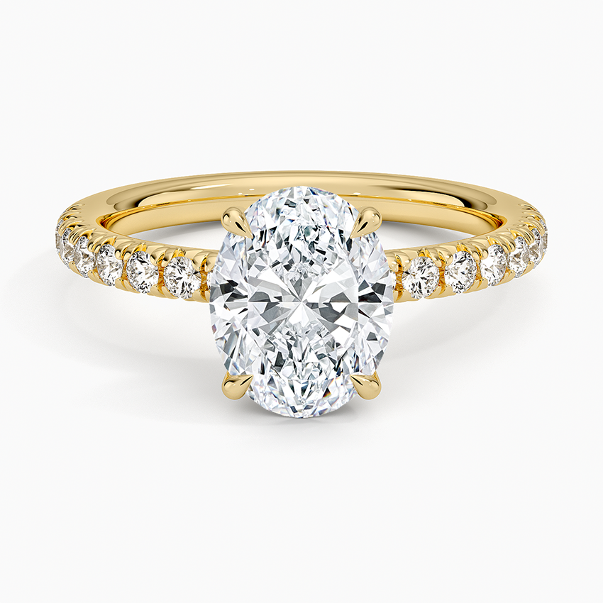 Oval Cut Moissanite Pave Engagement Ring 14K Gold For Women
