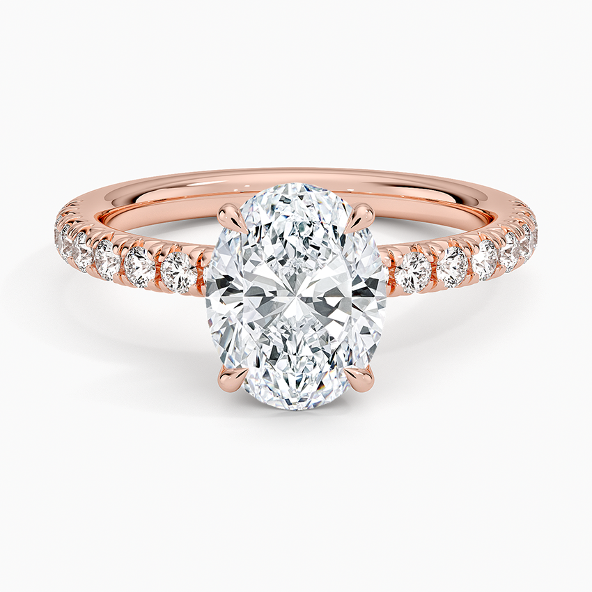 Oval Cut Moissanite Pave Engagement Ring 14K Gold For Women