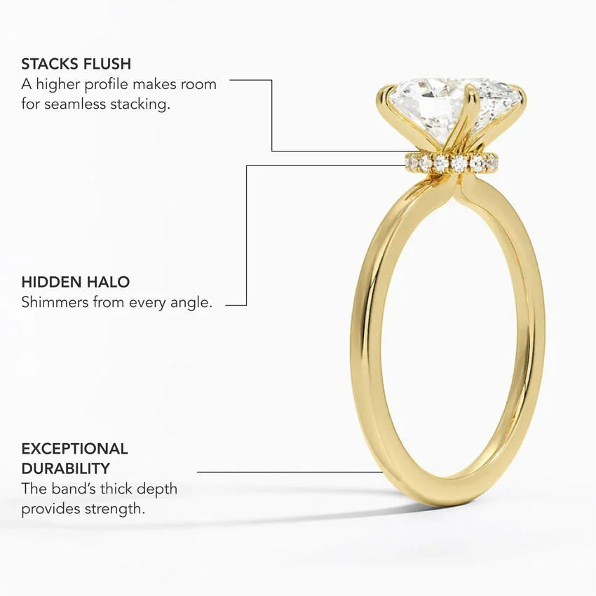 Oval Cut Moissanite Solitaire Engagement Ring 14K Yellow Gold Women (Copy)