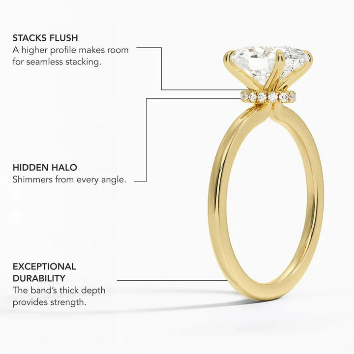 Oval Cut Moissanite Solitaire Engagement Ring 14K Yellow Gold Women (Copy)