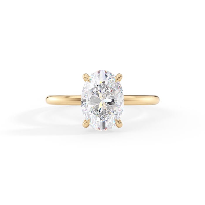 Oval Cut Moissanite Hidden Halo Engagement Ring 14K Gold Women