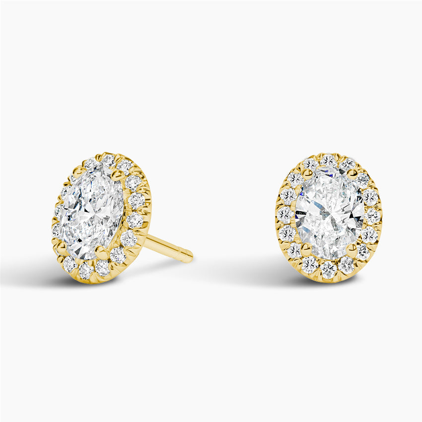 Oval cut Halo Diamond Stud Earrings for Women