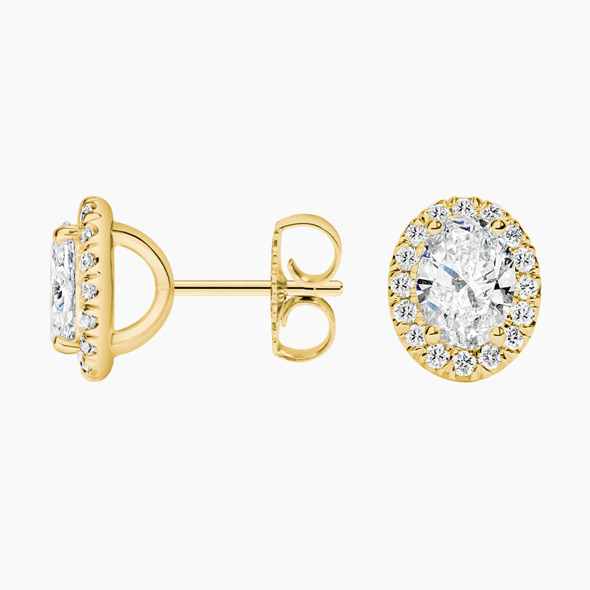 Oval cut Halo Diamond Stud Earrings for Women