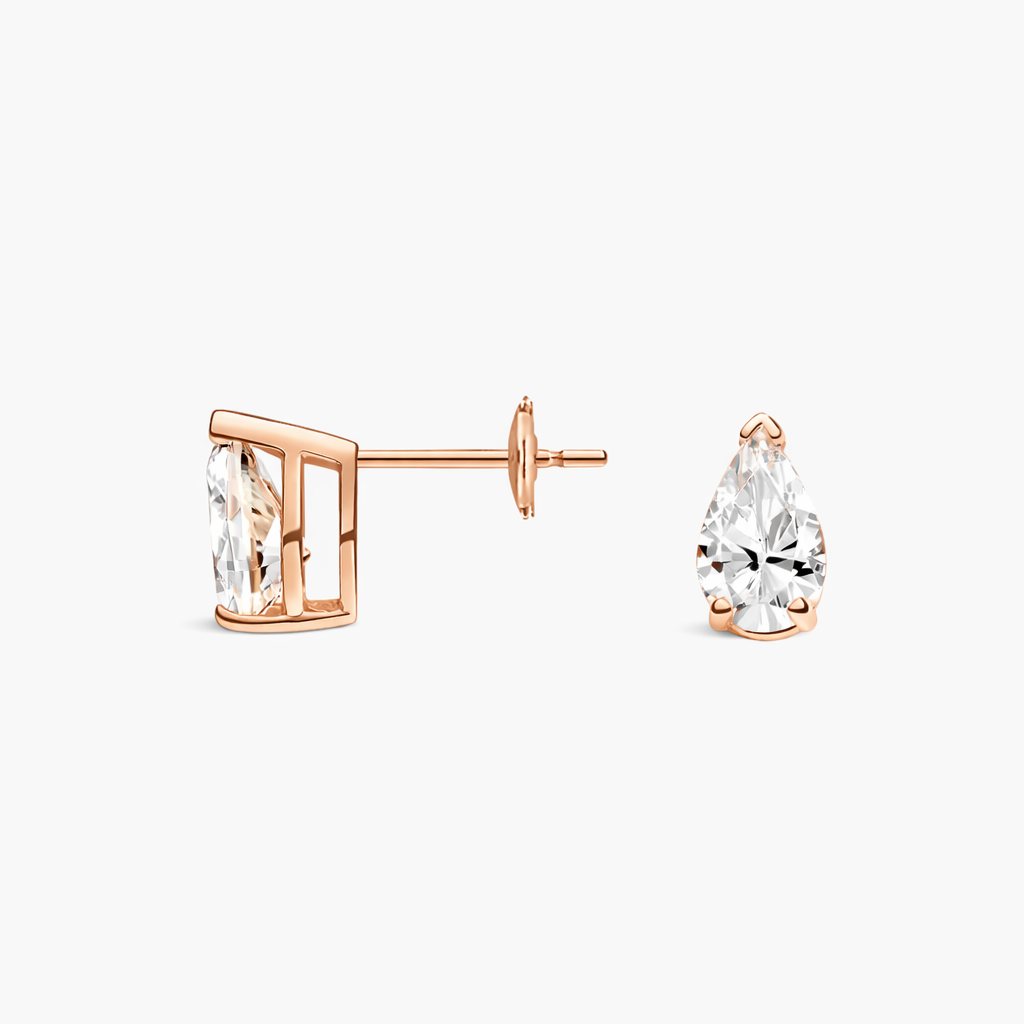 Pear Cut Diamond Stud Earrings Elegant Minimal Luxury