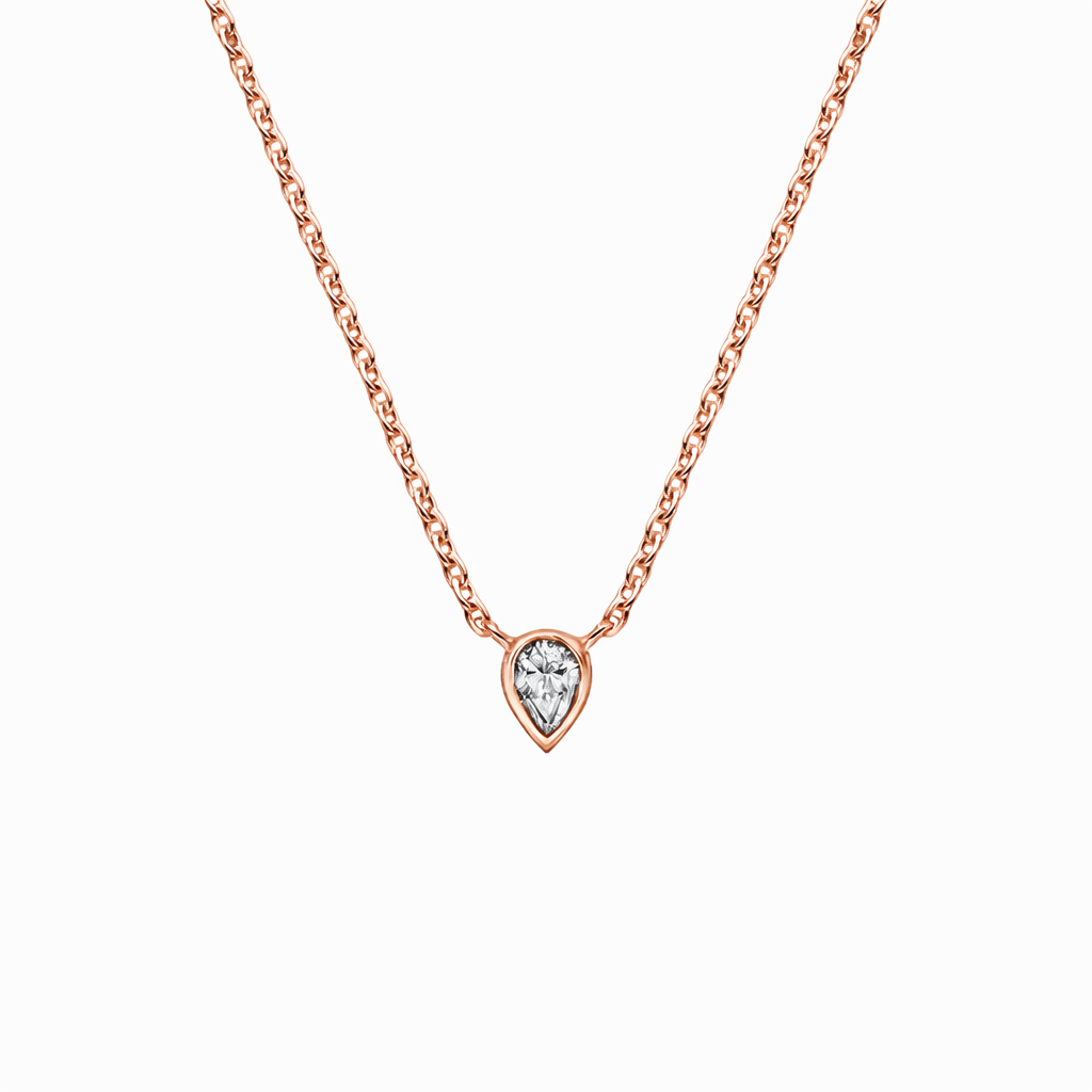 Pear Cut Bezel Solitaire Diamond Necklace