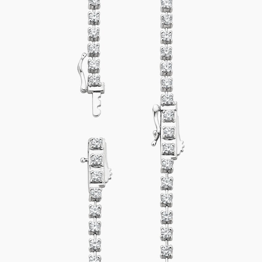 Round Cut Diamond Tennis Necklace with Pear Drop Pendant