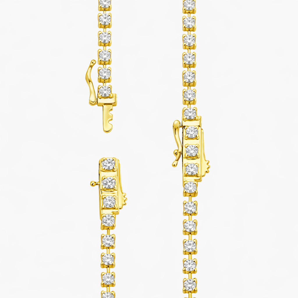 Round Cut Diamond Tennis Necklace with Pear Drop Pendant
