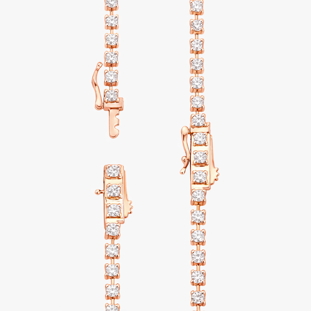 Round Cut Diamond Tennis Necklace with Pear Drop Pendant