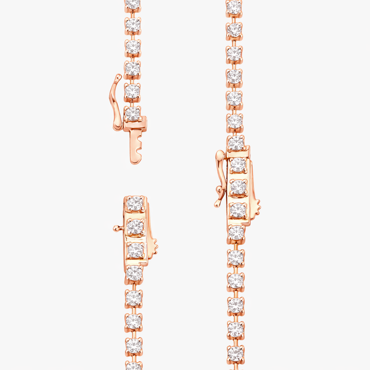 Round Cut Diamond Tennis Necklace with Pear Drop Pendant