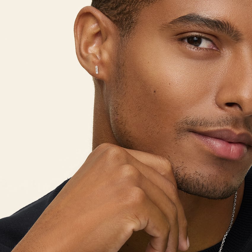 Round Cut Diamond Bar Stud Earrings Minimal Luxury Jewelry