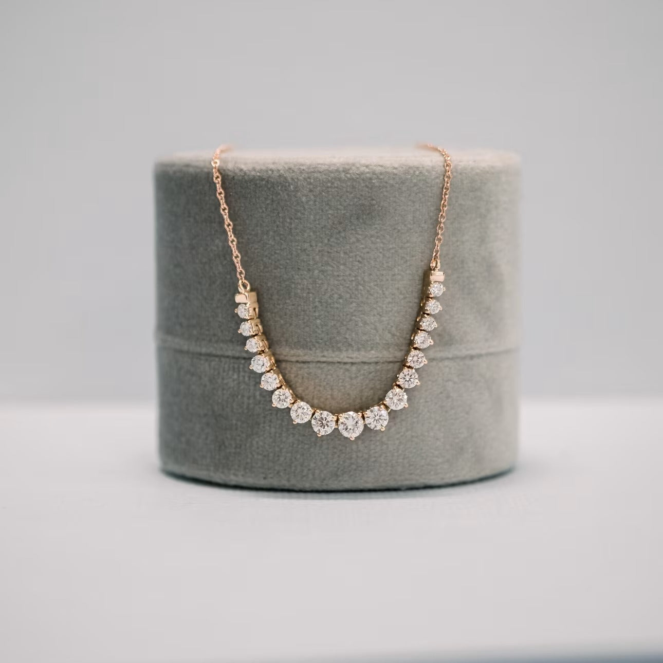 Round Cut Diamond Mini Riviera Necklace for Women