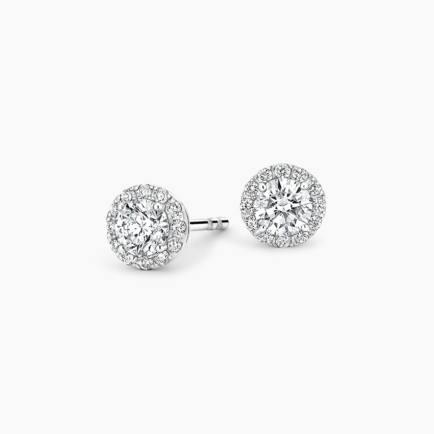 Round halo diamond stud earrings luxury sparkle women
