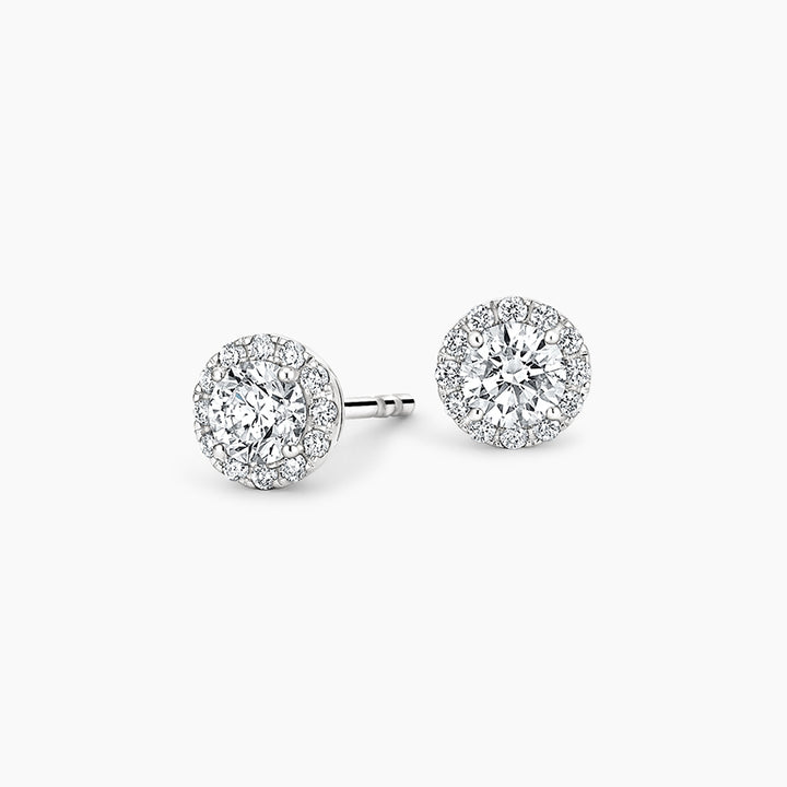 Round halo diamond stud earrings luxury sparkle women

