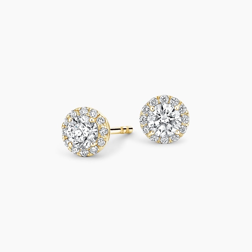 Round Cut Halo Diamond Stud Earrings