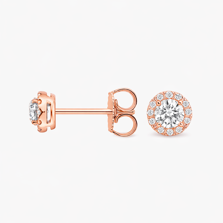 Round Cut Halo Diamond Stud Earrings