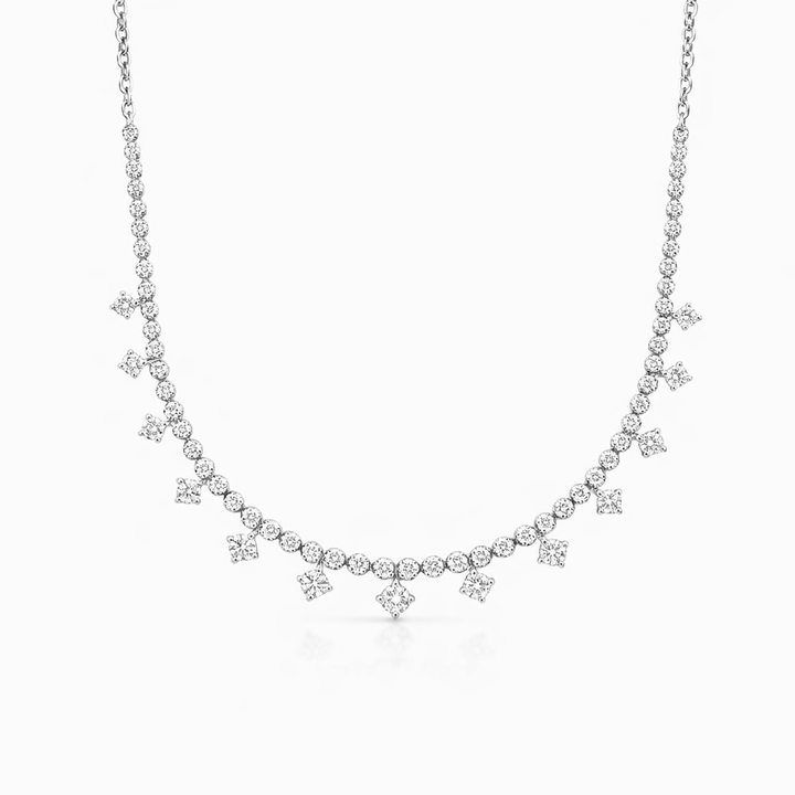 Round Diamond Drop Necklace in Gold for Women