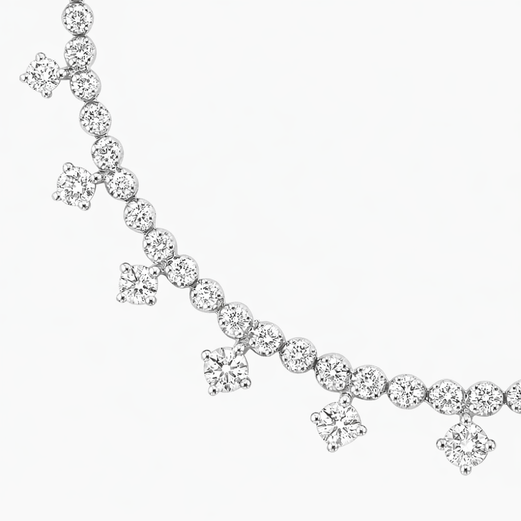 Round Diamond Drop Necklace in Gold for Women