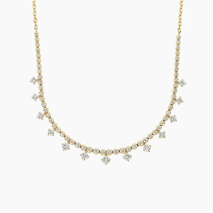Round Diamond Drop Necklace in Gold for Women