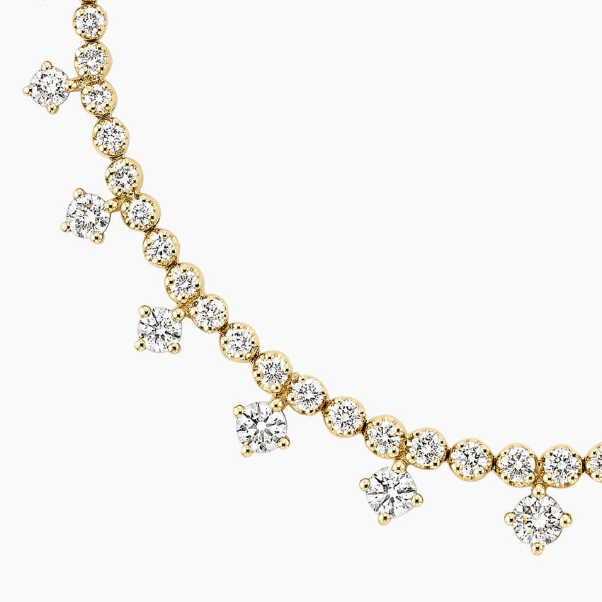 Round Diamond Drop Necklace in Gold for Women