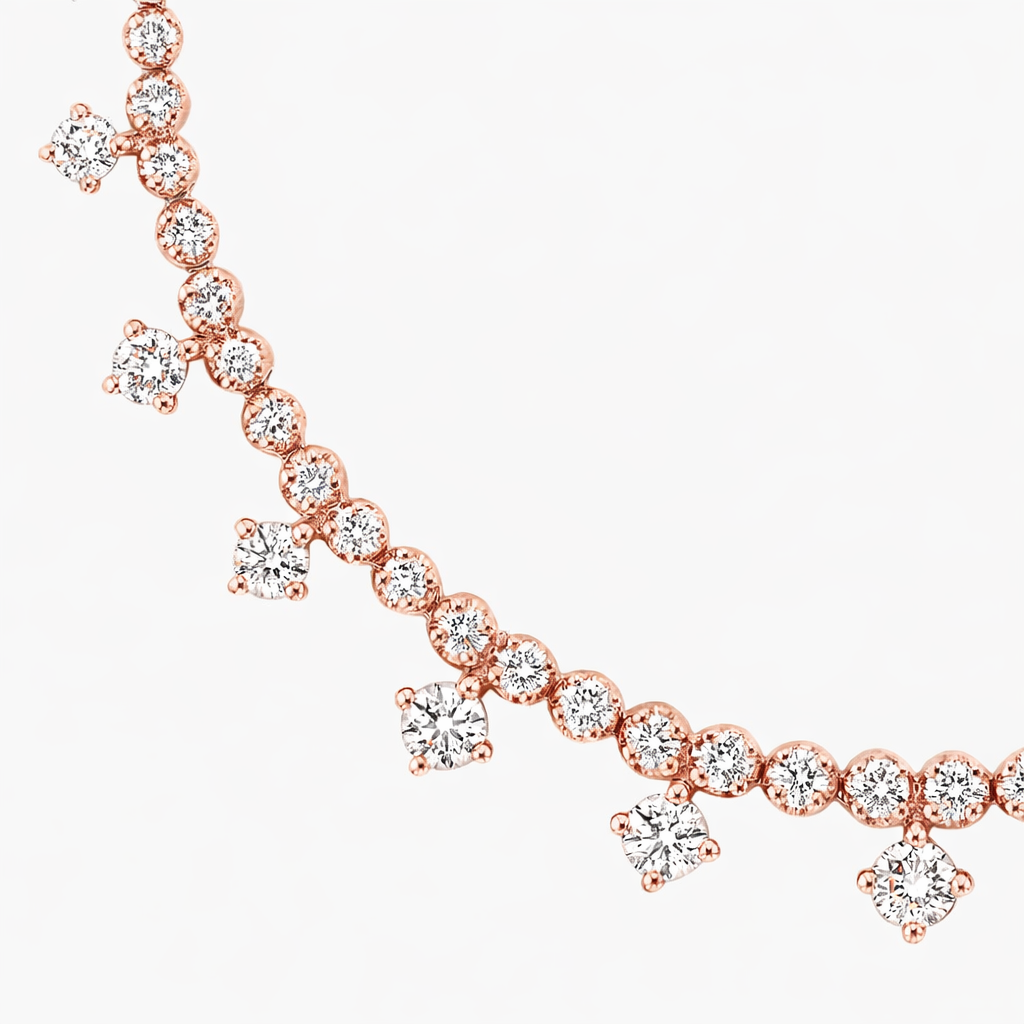 Round Diamond Drop Necklace in Gold for Women