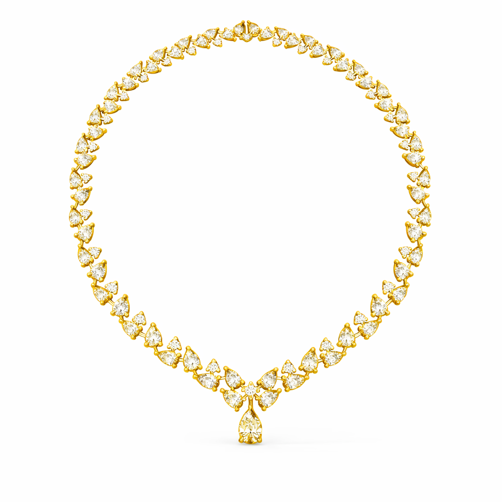 Luxury Bridal Round & Pear Cut Diamond Necklace