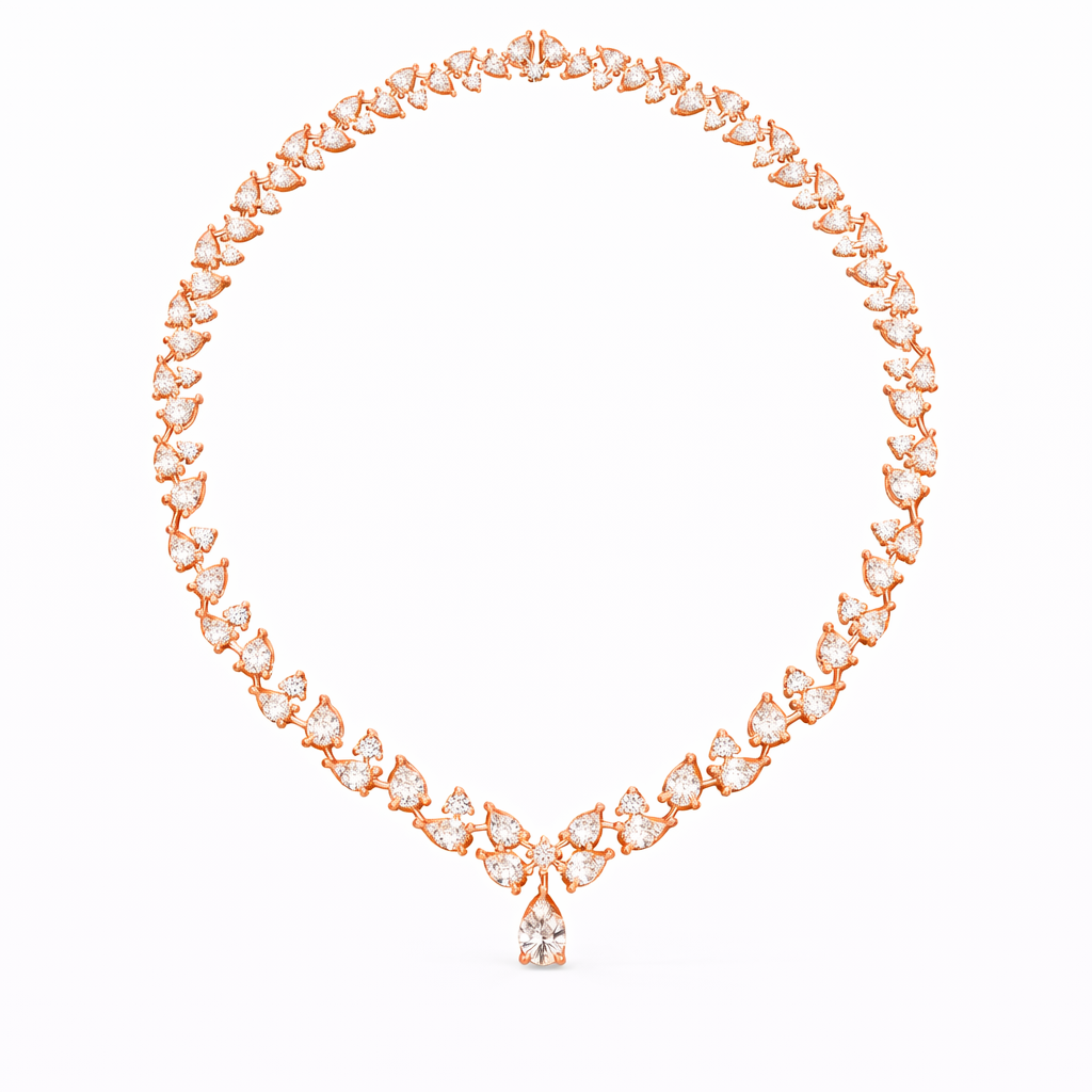 Luxury Bridal Round & Pear Cut Diamond Necklace