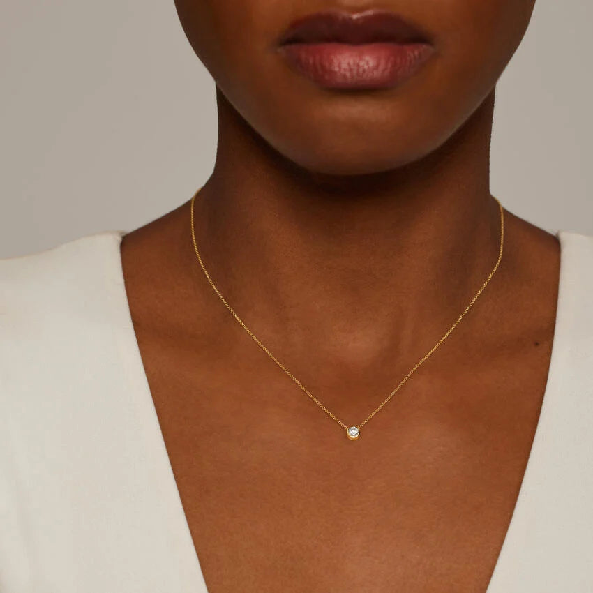 Round cut Bezel Solitaire Diamond Pendant Necklace