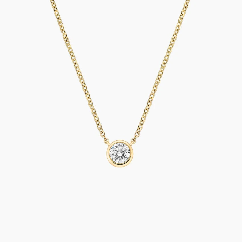 Round cut Bezel Solitaire Diamond Pendant Necklace