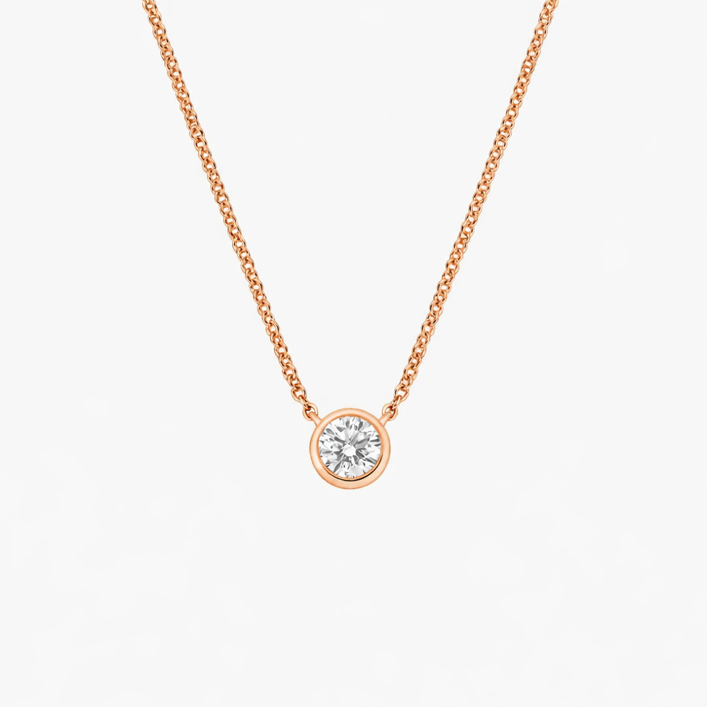 Round cut Bezel Solitaire Diamond Pendant Necklace