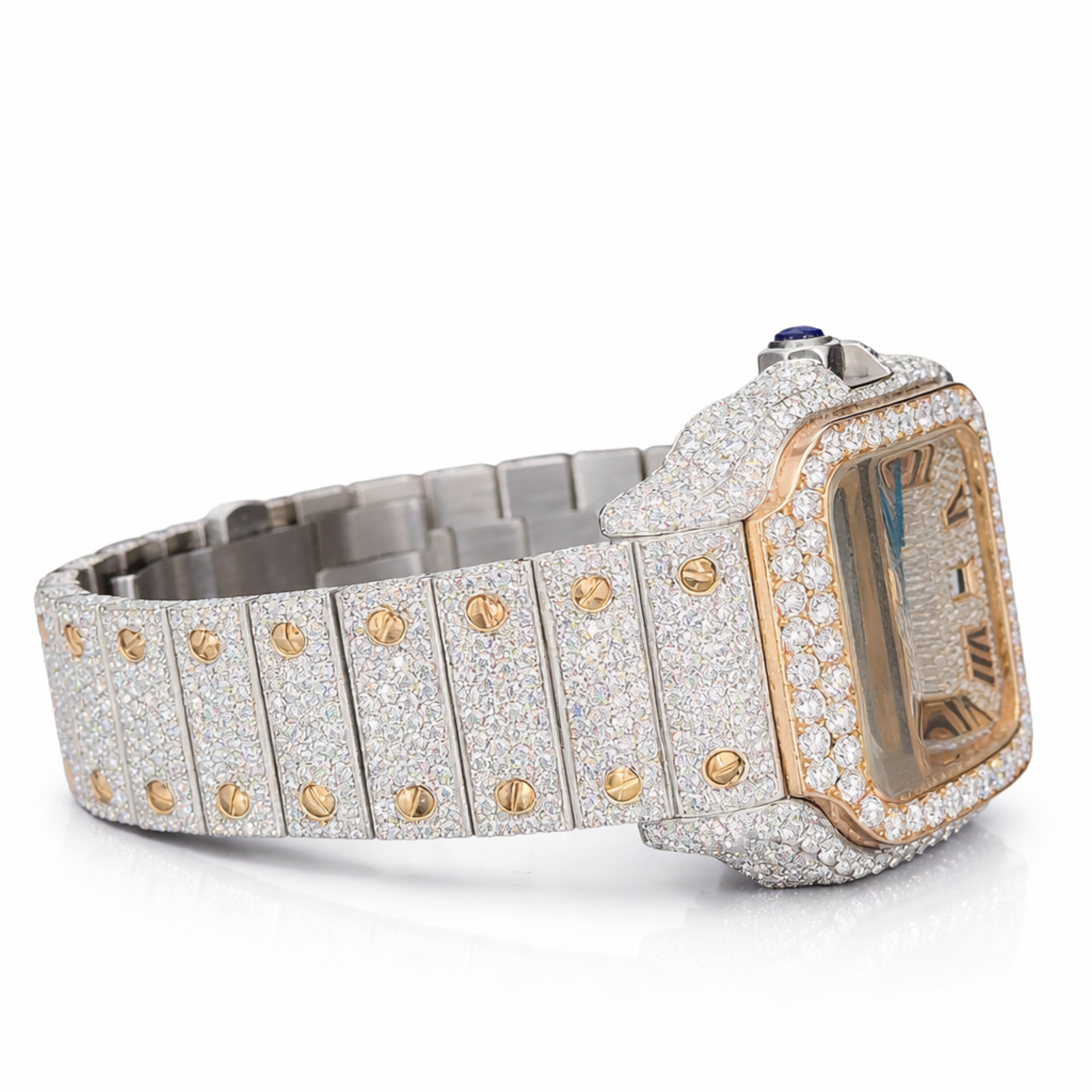 Iced Out Moissanite Diamond Luxury Two Tone Watch
